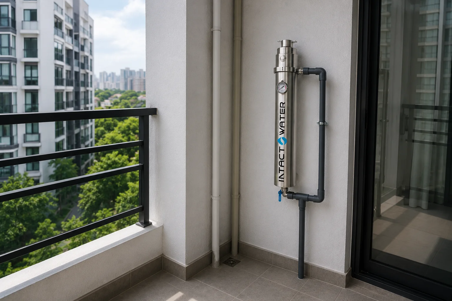 Intact Water outdoor water filter installed at a home in Ipoh
