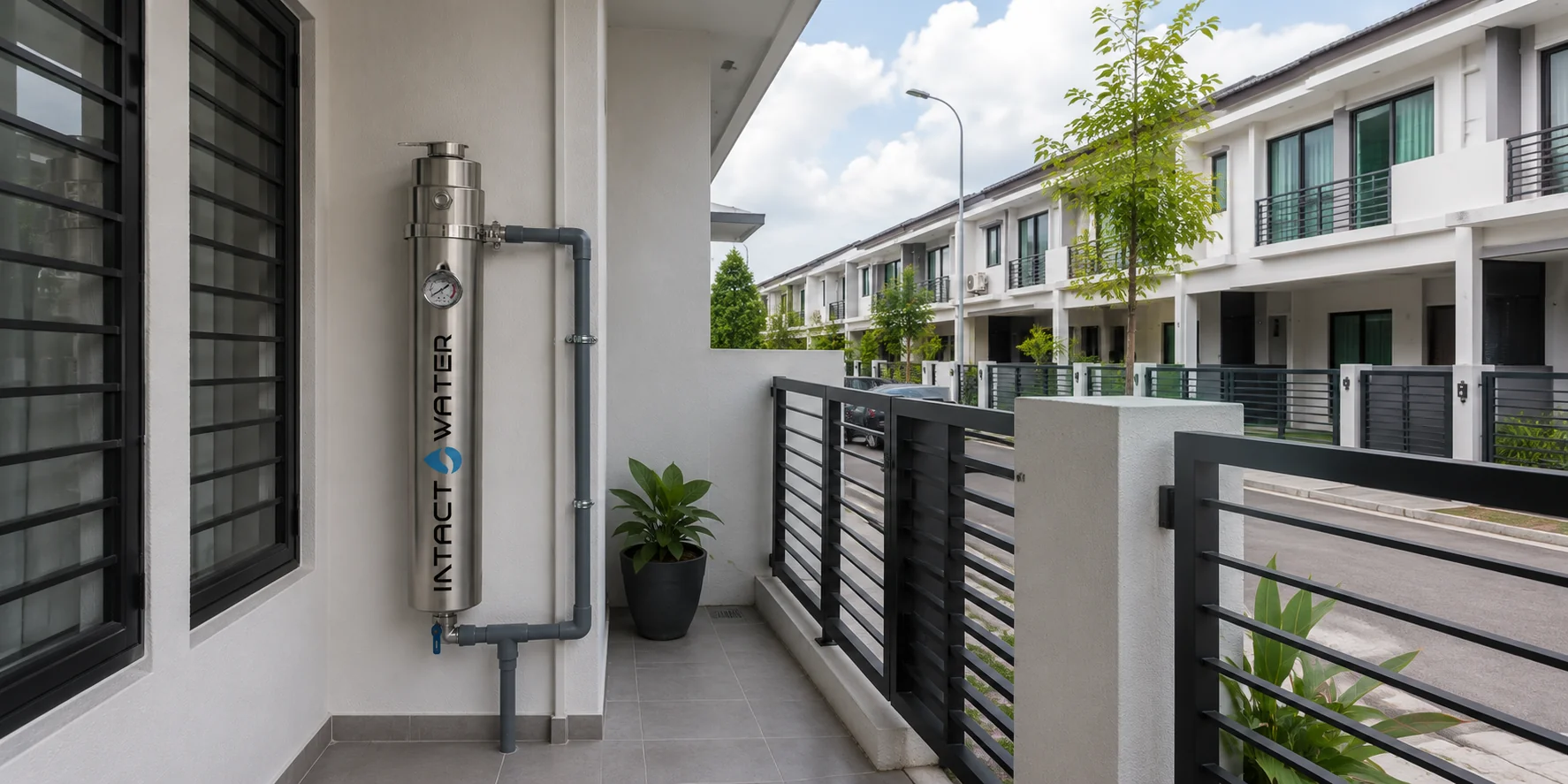 Intact Water outdoor water filter installed at a home in Kuala Lumpur