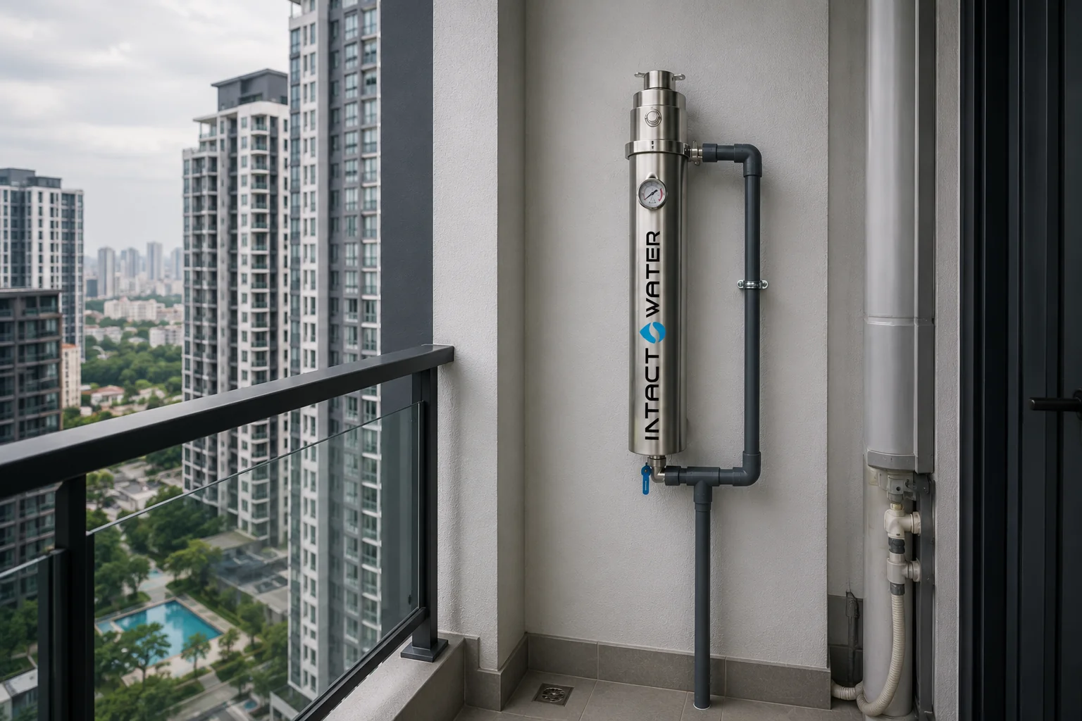 Intact Water outdoor water filter installed at a home in Penang